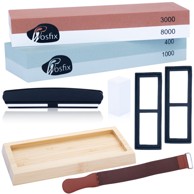ROSFIX Set kamenja / oštrača / vodenog kamena za oštrenje noževa s bazom (400, 1000, 3000, 8000)