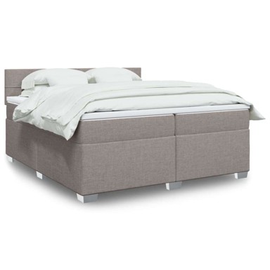 Boxspring krevet s oprugama i madracem 200 x 200 cm tkanina, sivo-smeđa