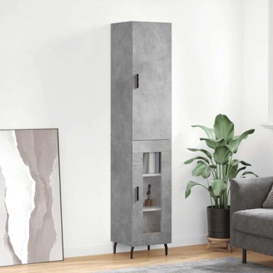 Visoka komoda siva betona 34 5x34x180 cm od konstruiranog drva