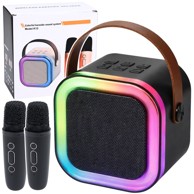 Karaoke zvučnik, Bluetooth, USB, LED, 2 mikrofona, crni