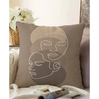 MINIMALIST CUSHION COVERS Smeđa jastučnica s udjelom pamuka , 55 x 55 cm Chenille