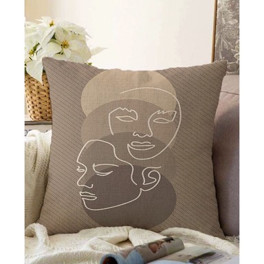 MINIMALIST CUSHION COVERS Smeđa jastučnica s udjelom pamuka , 55 x 55 cm Chenille