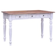 Radni stol s ladicama bijeli 117 x 57 x 75 cm masivni mahagonij