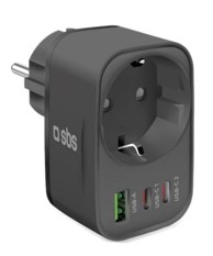SBS Zidni punjač 30 W s 2x USB-C i 1x USB-A, crni