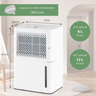 COSTWAY odvlaživač zraka 12 l/dan sa spremnikom 2,2 l i 24-satnim tajmerom za prostorije 10–15 m²