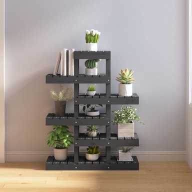 Stalak za biljke siva 85 x 25 x 109,5 cm od masivne borovine
