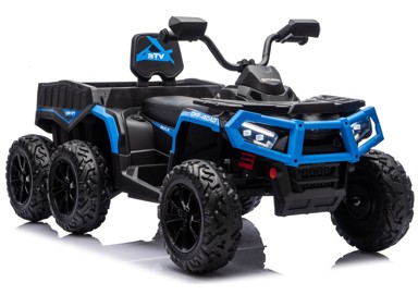 Vozilo na akumulator JC606 Quad ATV 6 kotača 24V 4x4 s prikolicom, plava