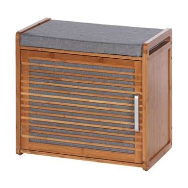 WENKO Sivi/smeđi od bambusa ormarić za cipele s klupom Bahari