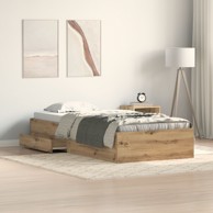 Krevetna konstrukcija, 90x200 cm, konstruirano drvo, artisan oak