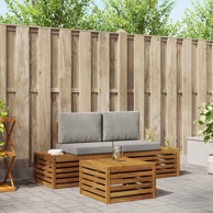 Set vanjskih sofa s jastukom, 3 kom, prirodna i krem