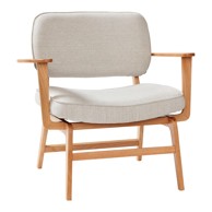 HÜBSCH Siva fotelja sa hrastovom konstrukcijom Haze, 80x58x79 cm