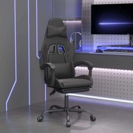 Okretna gaming stolica, umjetna koža, s naslonom za noge, crna