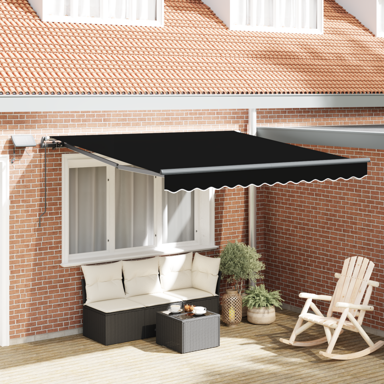 Ručna uvlačiva tenda 300x250 cm, s led svjetlom, crna
