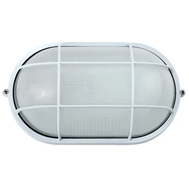Ovalna vanjska zidna lampa, VK/01003/W, pregrada i mreža, max 60 W, bijela