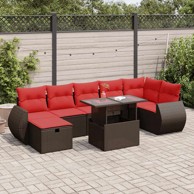 Set vrtnih sofa, 8 kom, poliratan i bagrem, s jastucima, smeđa