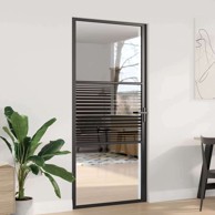 Unutarnja vrata 93x201,5 cm kaljeno staklo i aluminij, crna