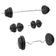 Set dvoručnih i jednoručnih utega s pločama, 120 kg, ravna šipka, super valovita šipka, šipka za jednoručni uteg