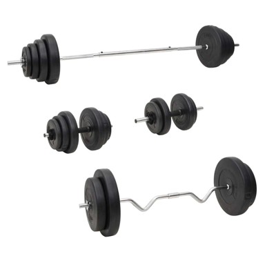 Set dvoručnih i jednoručnih utega s pločama, 120 kg, ravna šipka, super valovita šipka, šipka za jednoručni uteg