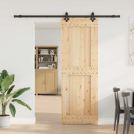Klizna vrata NARVIK, 80 x 210 cm, vodilica 213,5 cm, prirodna i crna
