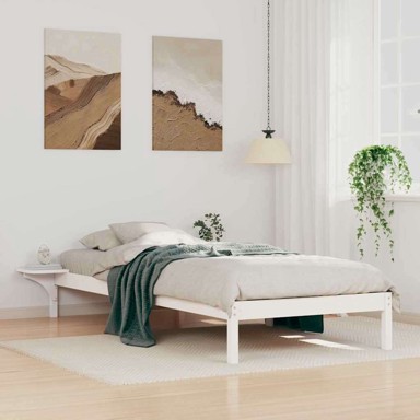 Okvir za krevet s bočnim stolovima, bijeli, 90 x 220 cm