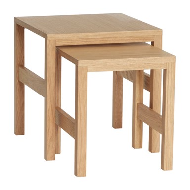 HÜBSCH pomoćni stolići set 2 kom 40x40 cm dekor hrasta, prirodna 