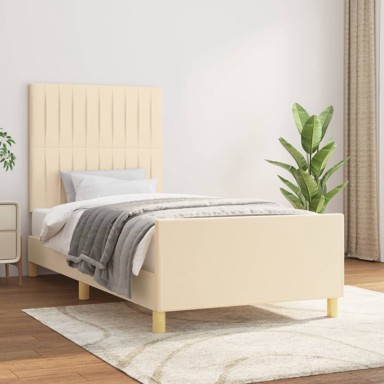 Okvir za krevet s uzglavljem krem 100x200 cm od tkanine