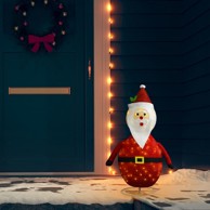 Ukrasna božićna figura Djeda Mraza s LED svjetlima, luksuzna tkanina, 90 cm