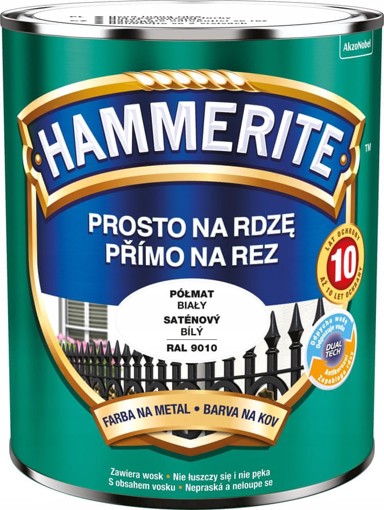 HAMMERITE Boja za metal Straight to Rust, bijela, polusjajna, 0,7 l