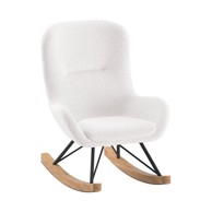 VIPACK Bijela dječja fotelja za ljuljanje od bouclé tkanine ROCKY 