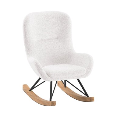 VIPACK Bijela dječja fotelja za ljuljanje od bouclé tkanine ROCKY 