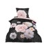 DOUCEUR D'INTÉRIEUR Posteljina Floral 140x200 cm za krevet za jednu osobu od pamučnog materijala crna/ružičasta