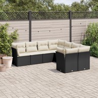 8-dijelni set vrtnih sofa od poliratana s jastucima crni