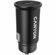 CANYON Auto punjač C-20, 20W PD, USB-C, crni