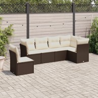 7-dijelni set vrtnih sofa od poliratana s jastucima smeđi