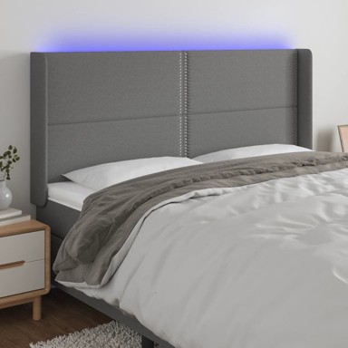 LED uzglavlje tamnosivo 183 x 16 x 118/128 cm od tkanine