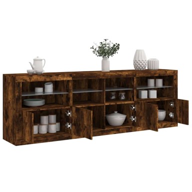 Komoda s LED svjetlima boja dimljenog hrasta 202x37x67 cm , dimljeni hrast