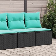 Vrtna garnitura – 2-dijelni set vrtnih sofa s jastucima od poliratana, crni