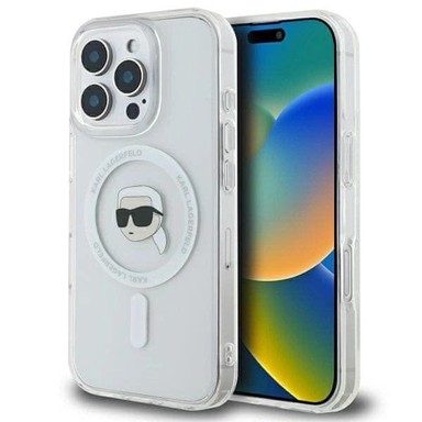 Karl Lagerfeld IML Metal Karl Head MagSafe maskica za iPhone 16 Pro, bijela