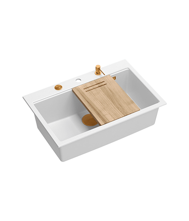 QUADRON Sudoper MARC WORKSTATION + nano PVD snježno bijela/bakar s daljinskim upravljanjem