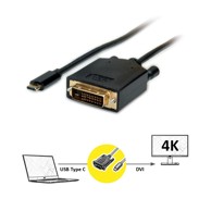 ROLINE Kabel USB-C na DVI VALUE, 2 m, crni