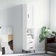 Visoka komoda bijeli 34 5x34x180 cm od konstruiranog drva , ladice 2 police
