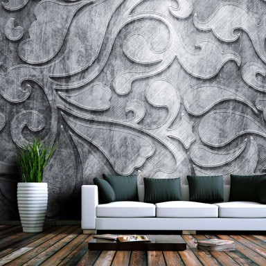 Foto tapeta Silver background with floral pattern 200x154