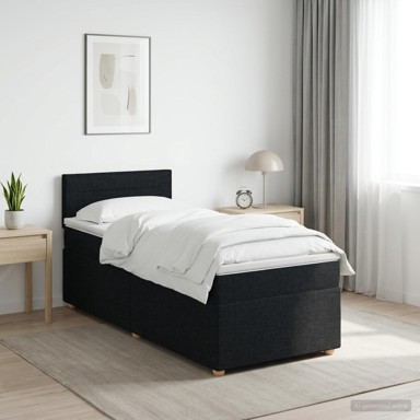 Boxspring krevet s madracem 80 x 200 cm od tkanine, crni
