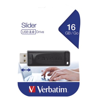 VERBATIM USB Memorija 2.0 Store'n'Go Slider, 16 GB, crni