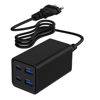 GEMBIRD Punjač TA-UC-2A2C-PD65-01-BK, GaN, 65W, 2×USB-C + 2×USB-A