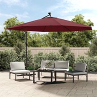 Suncobran vrtni konzolni s LED svjetlima 350 cm, bordo crveni