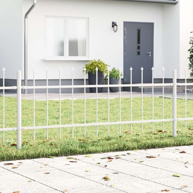 Ograde za vrt s vrhom koplja 15.3x0.6 m čelik, bijela