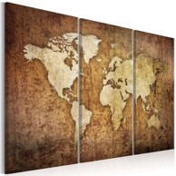 Slika World Map Brown Texture 120x80