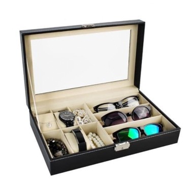 MG Kutija za satove i naočale, crno, 6 + 3 kom, 33,5 x 20,5 x 8 cm