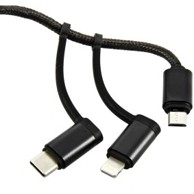 INTER-TECH Kabel USB 2.0 na mUSB/USB-C/Lightning, crni, 1 m